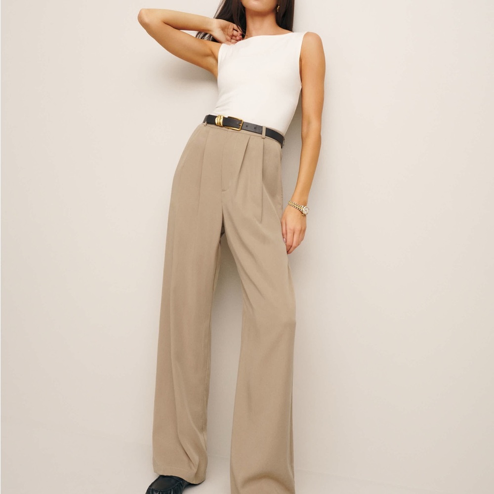 Reformation Maison Tan Wide-Leg Pants